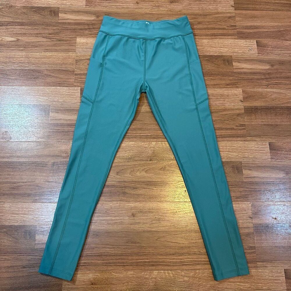 Runway Quick Dry Workout Active Leggings Teal Green Pants | Women Size XL